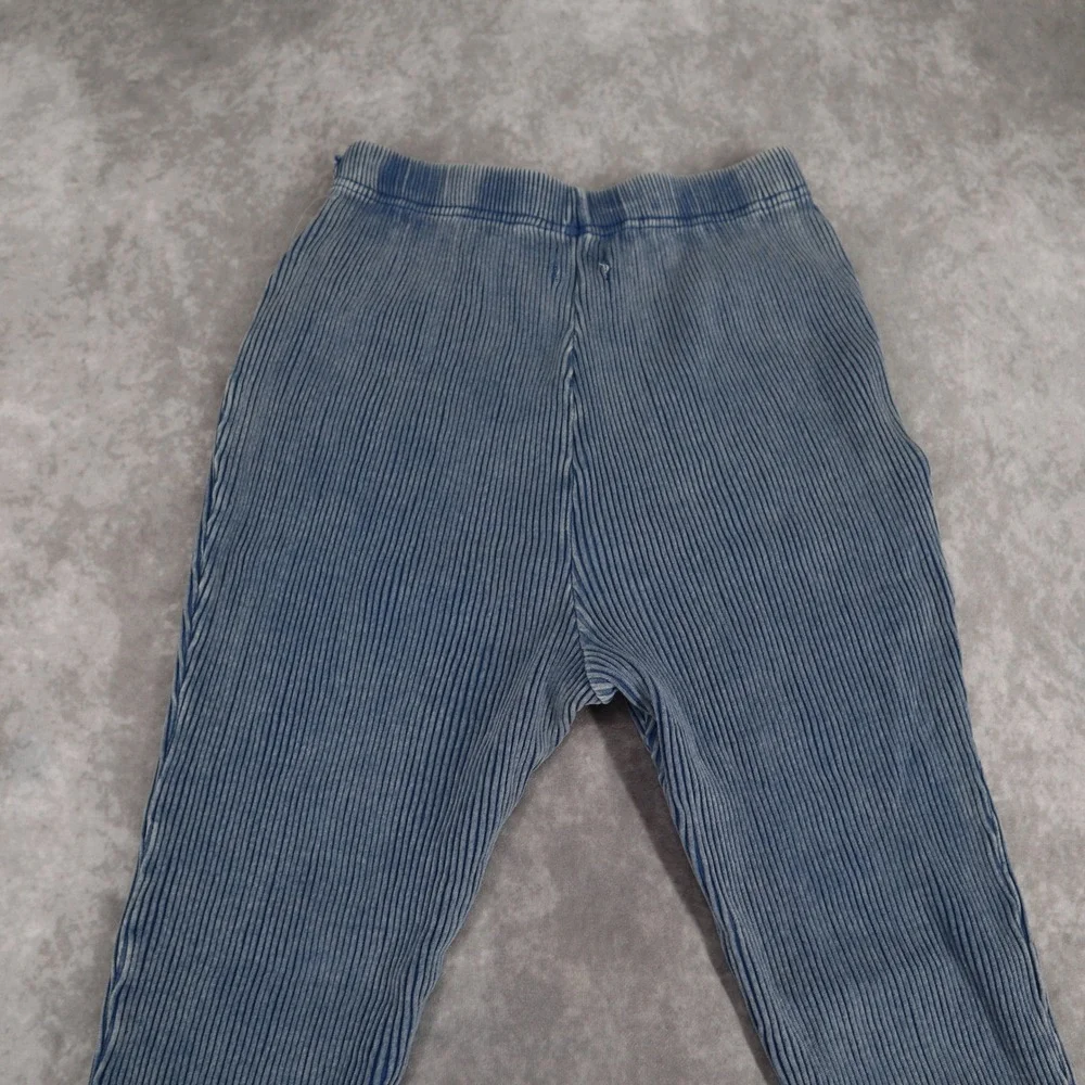 Urban Outfitters Flare Leggings Blue Ribbed Pants M Y2K Lettuce Hem Stretch